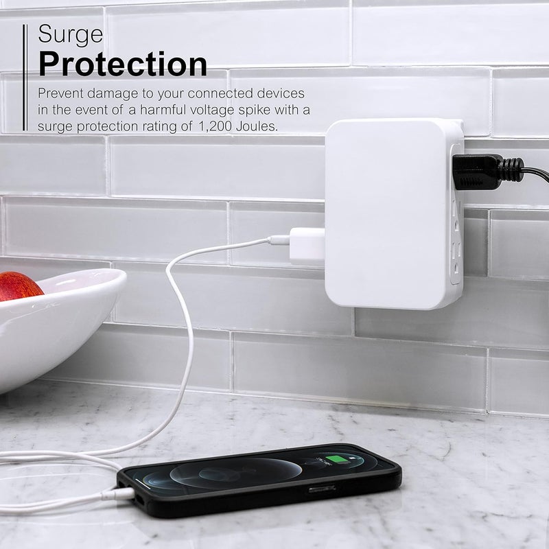 GE Surge Protector 6 Outlet Size Ea Surge Protector 6 Outlet 1500 Joules Side Access - Image 3