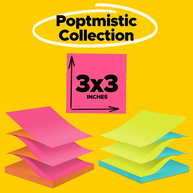 Post-it Pop-Up Notes, 3 in x 3 in, 12 Pads, Bright Colors, Clean Removal, Recyclable - Image 2