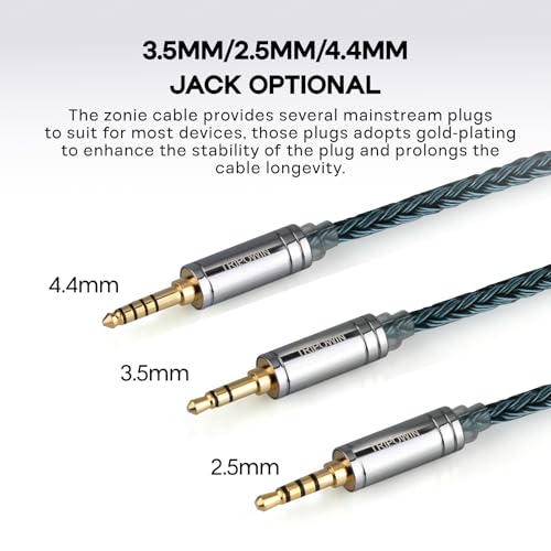 Linsoul كابل Linsoul Tripowin Zonie IEM، 16 نواة مطلية بالفضة، كابلات سماعات أذن مطورة، 1.25م SPC في كابل مراقبة الأذن لـ 7hz Zero:2 Orchestra Lite Cadenza Hype4 Supermix4 (2 دبوس 0.78 مم، 3.5 مم) (موس)  - Image 5