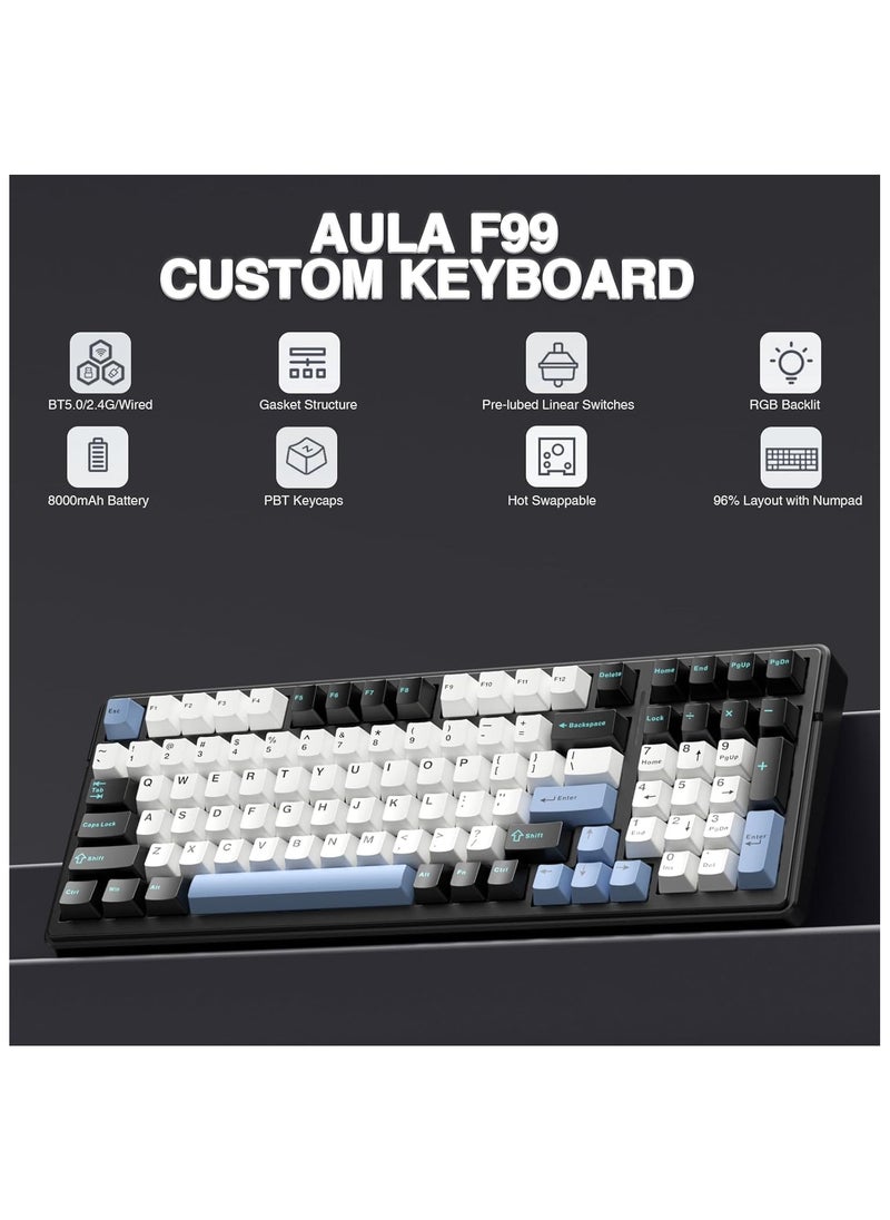 AULA F99 Wireless Mechanical Keyboard,Tri-Mode BT5.0/2.4GHz/USB-C Hot Swappable Custom Keyboard,Pre-lubed Linear Switches,Gasket Structure,RGB Backlit Gaming Keyboard for PC/Tablet/Xbox/PS4/PS5 - pzsku/Z56F36B1F579DC0B5F336Z/45/_/1739182978/81c61b87-e16f-41e9-b230-7482026fae2c