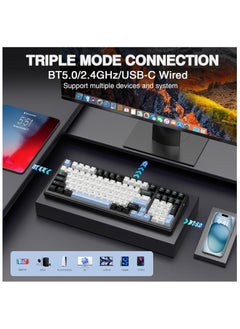 أولا اولا كيبورد ميكانيكي لاسلكي F99 ثلاثي الاوضاع BT5.0/2.4GHz/USB-C قابل للتبديل السريع، مفاتيح خطية مسبقة التشحيم، هيكل حشية، كيبورد العاب باضاءة خلفية RGB للكمبيوتر/التابلت/Xbox/PS4/PS5  - Image 3