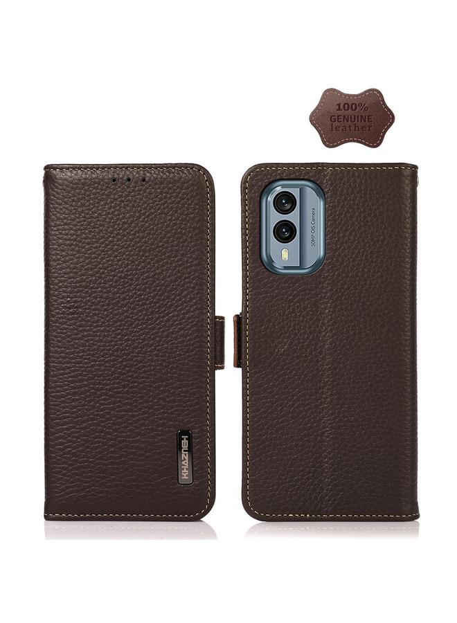 S-TOP Case For Nokia X30 5G KHAZNEH Side-Magnetic Litchi Genuine Leather RFID Phone Case - Image 1