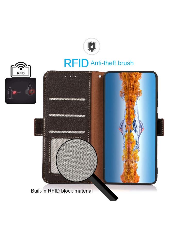 S-TOP Case For Nokia X30 5G KHAZNEH Side-Magnetic Litchi Genuine Leather RFID Phone Case - Image 4