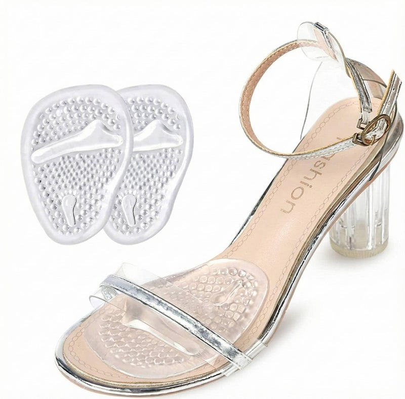 Tishta Silicone Metatarsal Pad for High Heels Shoes Sandals - Transparent Non-Slip Front Foot Pads Shock Absorption Cushion for Relieve Foot Pain and Prevent Toe Slipping Forward (1 Pair) - Image 1