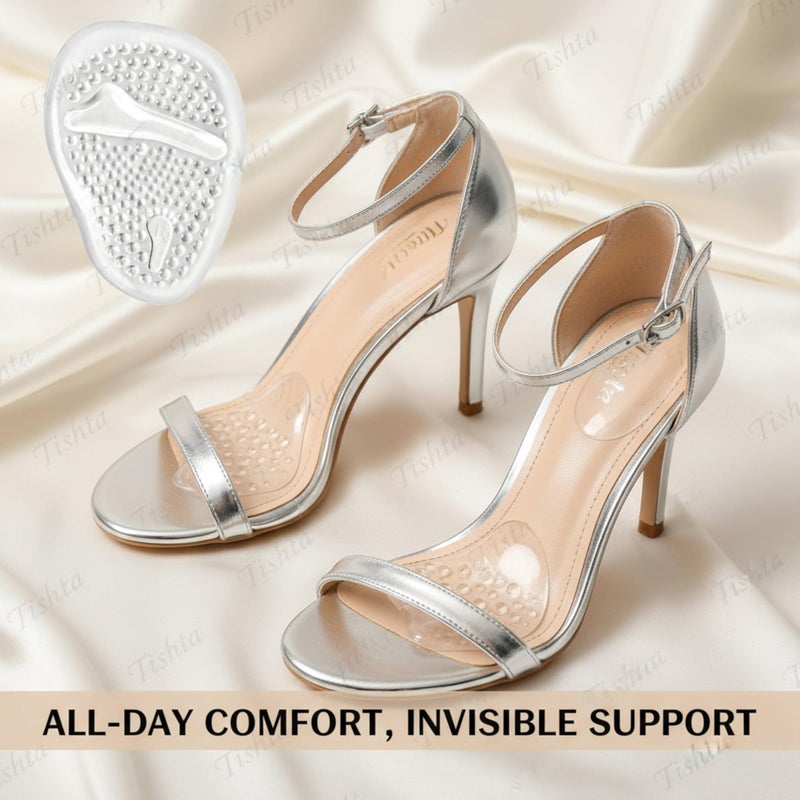 Tishta Silicone Metatarsal Pad for High Heels Shoes Sandals - Transparent Non-Slip Front Foot Pads Shock Absorption Cushion for Relieve Foot Pain and Prevent Toe Slipping Forward (1 Pair) - Image 5