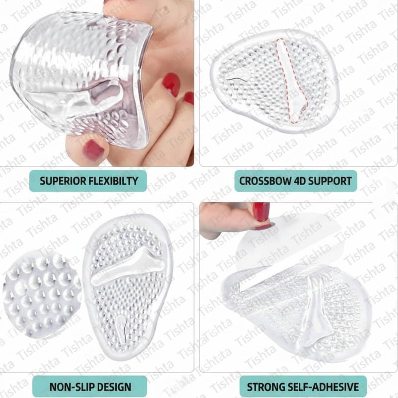 Tishta Silicone Metatarsal Pad for High Heels Shoes Sandals - Transparent Non-Slip Front Foot Pads Shock Absorption Cushion for Relieve Foot Pain and Prevent Toe Slipping Forward (1 Pair) - Image 3