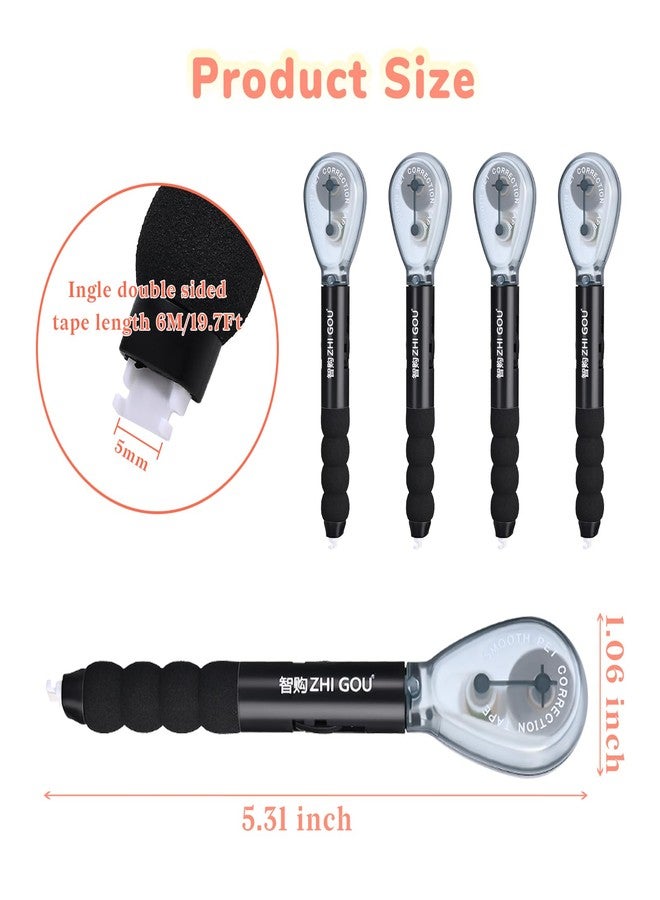 Temiary 4 Pcs White Correction Tape Pen, 19.69 ft Smooth Pull Out Tape Pens, Instantly Dry, Easy to Use Applicator for School Office Supplies (Black) - Image 2