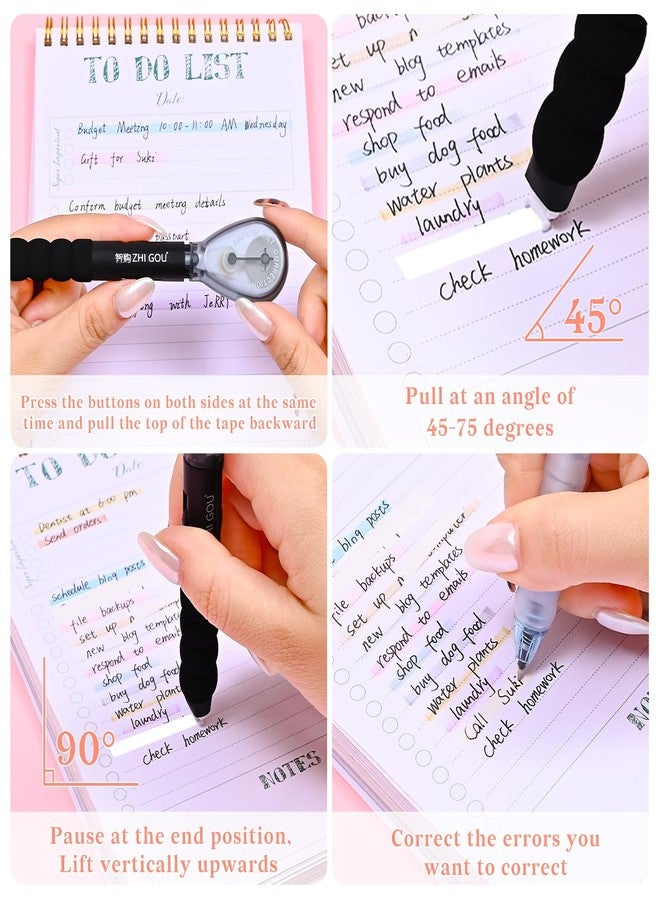 Temiary 4 Pcs White Correction Tape Pen, 19.69 ft Smooth Pull Out Tape Pens, Instantly Dry, Easy to Use Applicator for School Office Supplies (Black) - Image 3