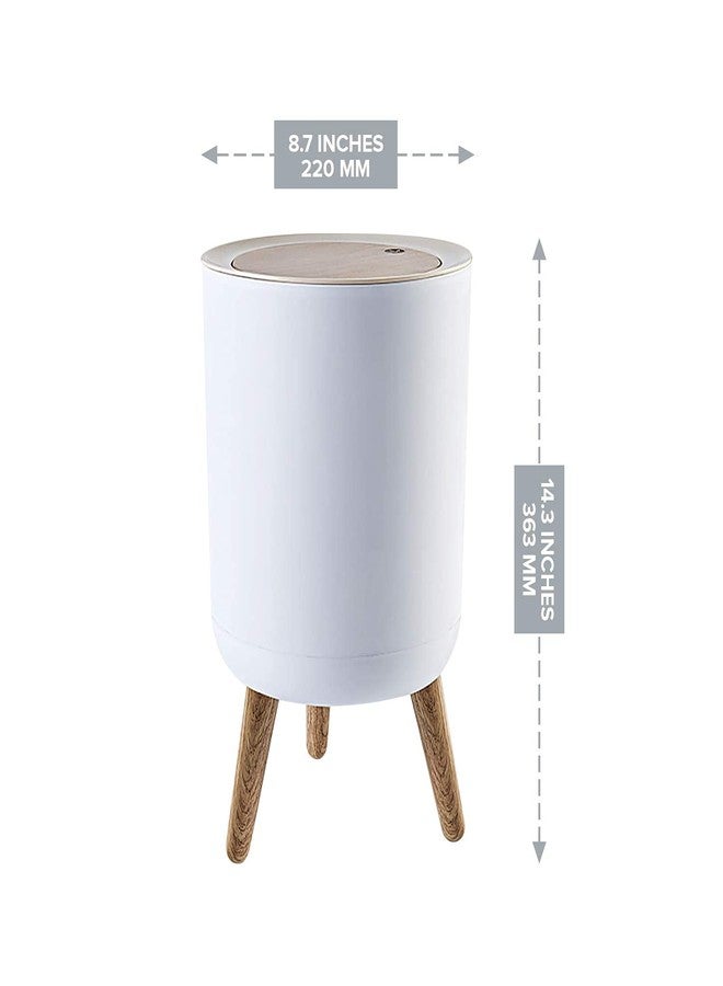 Zeinwap Office Trash Can with Lid, 7L Rectangular ABS Waste Bin, Push Button Opening, Indoor Garbage Container for Bathroom, Living Room, Kitchen, 36.3 X 22 cm - Image 2