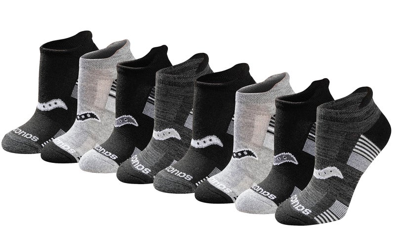 Saucony Womens RunDry Performance 8 16 Pairs Heel Tab Athletic Socks SL BlackCharLt Grey Assorted 8 Pairs Medium - Image 3