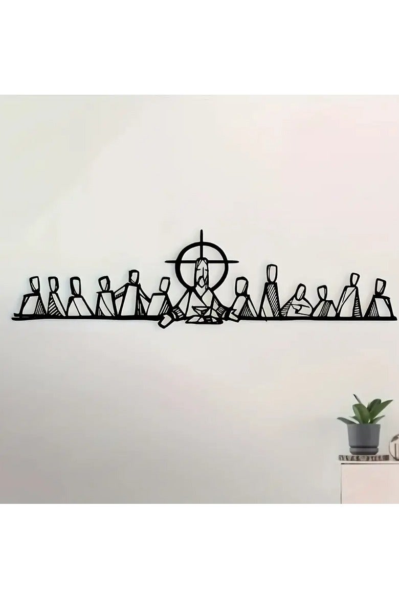 Last Supper Metal Wall Art – Christian Religious Home Decor, Black Silhouette Wall Hanging for Living Room, Bedroom, Office – Inspirational Religious Artwork, Gift for Wedding, Birthday, Holidays - Image 1