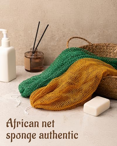 Yiclick African Net Sponge Authentic with Knots 2 Pack Exfoliating Washcloth Towel Back Scrubber for Shower Bath Exfoliating Body Scrubber Exfoliator African Rags Wash Cloth Loofah Lufa Sponge - Image 3