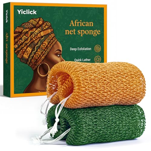 Yiclick African Net Sponge Authentic with Knots 2 Pack Exfoliating Washcloth Towel Back Scrubber for Shower Bath Exfoliating Body Scrubber Exfoliator African Rags Wash Cloth Loofah Lufa Sponge - Image 1
