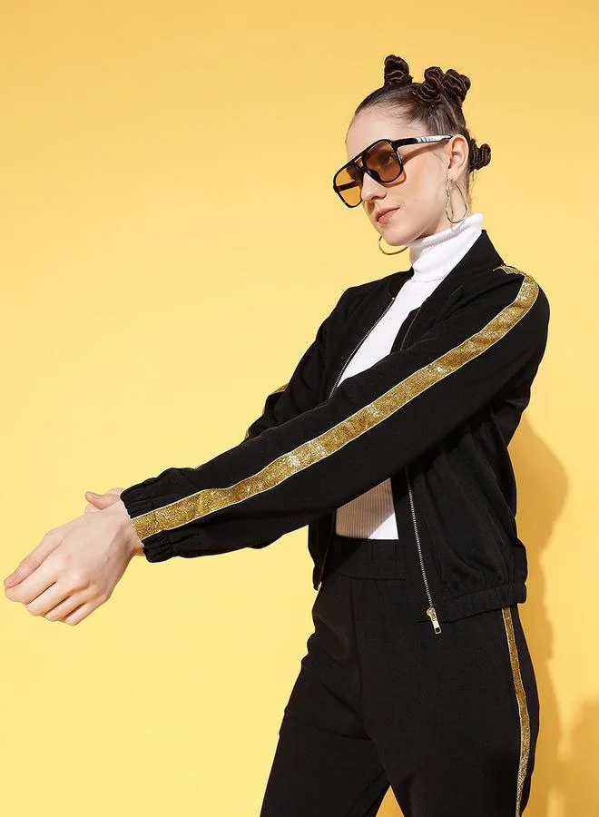 SASSAFRAS Taping Detail Full Zip Bomber Jacket by Styli