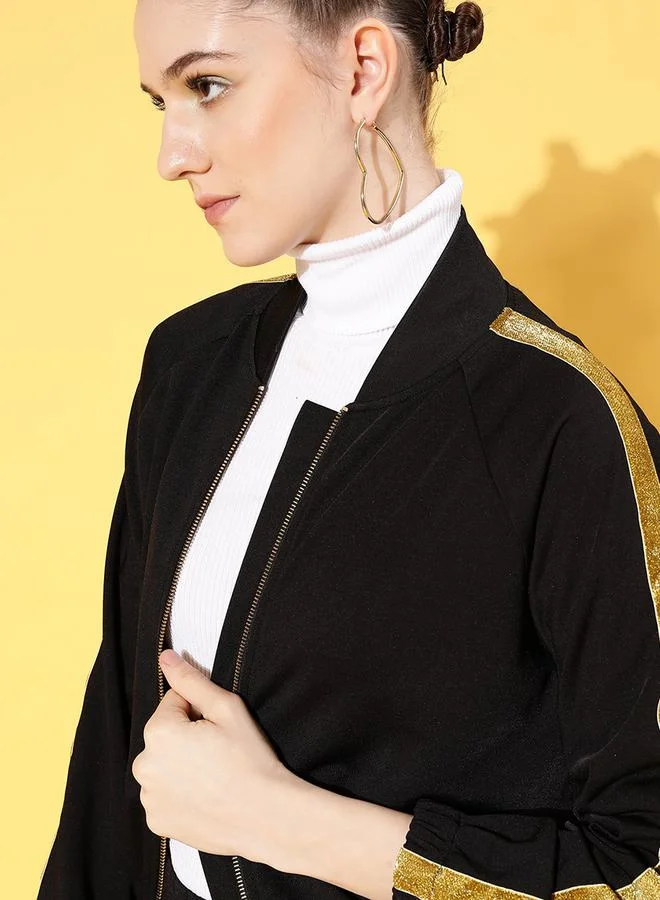 SASSAFRAS Taping Detail Full Zip Bomber Jacket by Styli