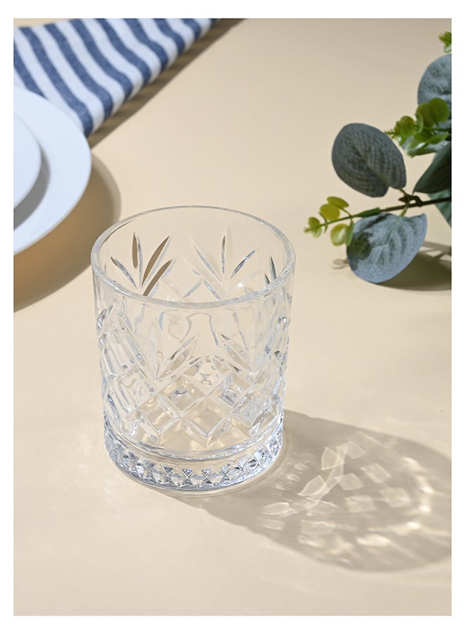 Ollieroo Embossed Old Fashioned Whiskey Glasses - Durable 200ml Glass Tumbler for Cocktails, Water, Juice, Beer, Scotch, Cognac, Cocktails, Edition Glassware Set, Dishware, Dishwasher Safe - Image 3