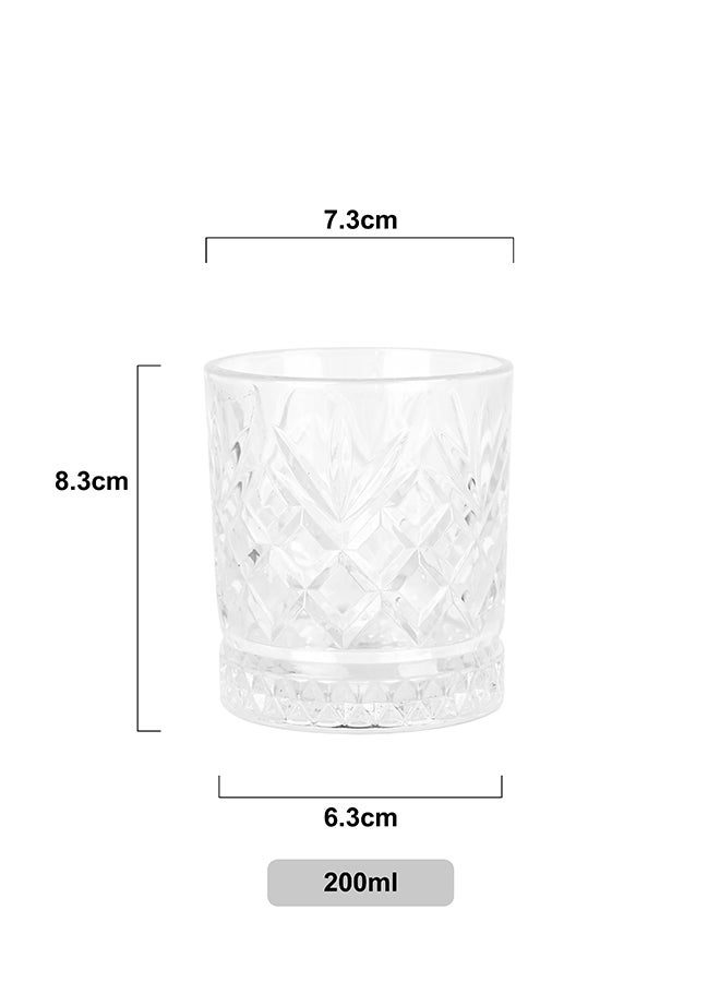 Ollieroo Embossed Old Fashioned Whiskey Glasses - Durable 200ml Glass Tumbler for Cocktails, Water, Juice, Beer, Scotch, Cognac, Cocktails, Edition Glassware Set, Dishware, Dishwasher Safe - Image 4