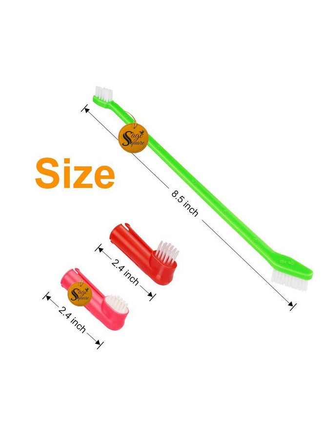 Sage Square Dog Brush For Teeth & Dogs Removes Food Debris Double Sided With Long Curved Handle Super Easy Cleaning Best Soft Silicone Pet Toothbrush For Cats And Dogs (Set Of 3) (Color May Vary) - Image 5