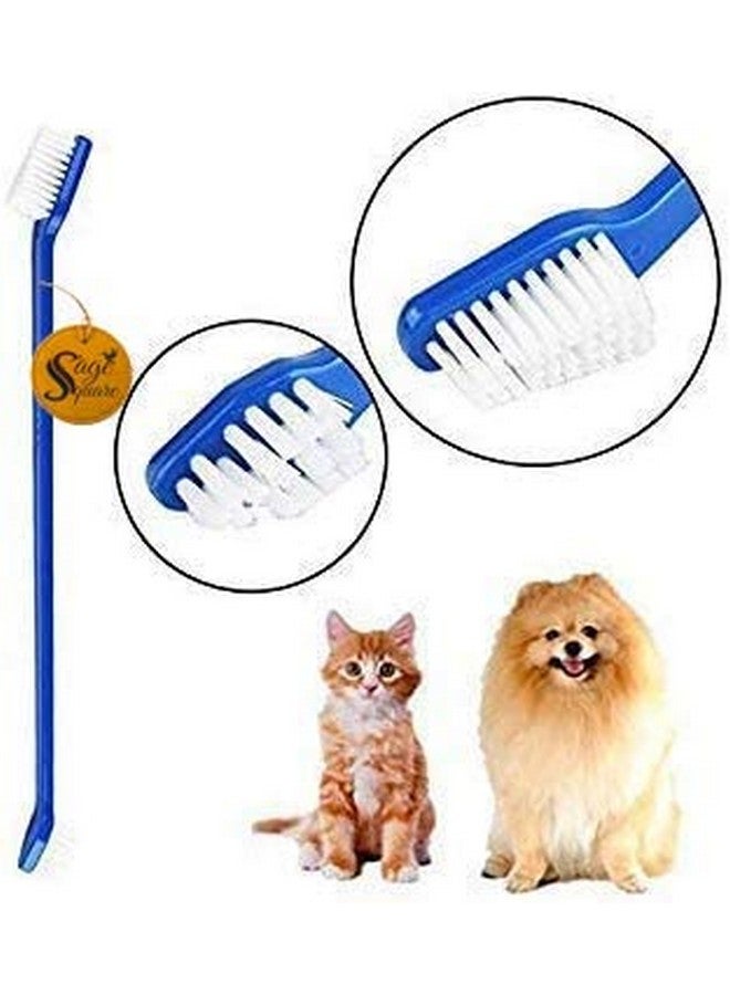 Sage Square Dog Brush For Teeth & Dogs Removes Food Debris Double Sided With Long Curved Handle Super Easy Cleaning Best Soft Silicone Pet Toothbrush For Cats And Dogs (Set Of 3) (Color May Vary) - Image 3