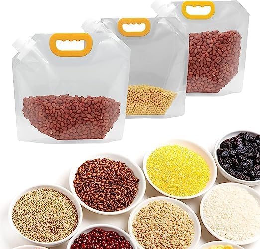 Bhuma Bhuma 2Pcs 15L Reusable Grain Moisture Proof Sealed Bag Grain Storage Tank Grain Rice Food Storage Bag Stand Up Pouch Bags with Portable Handle for Long Term Food Storage Container - Image 1