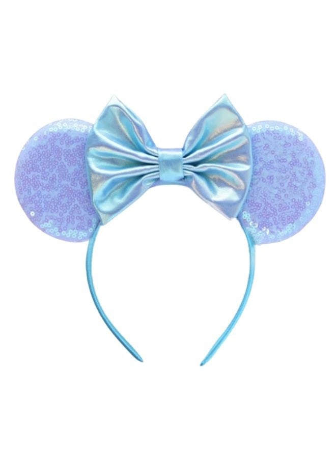 Xingkang Sparkling Mouse Ear Headband, Light Blue Color Changing Bow, for Women and Adult, Theme Park Princess Costume Birthday Party Headbands ；L-1 - Image 1