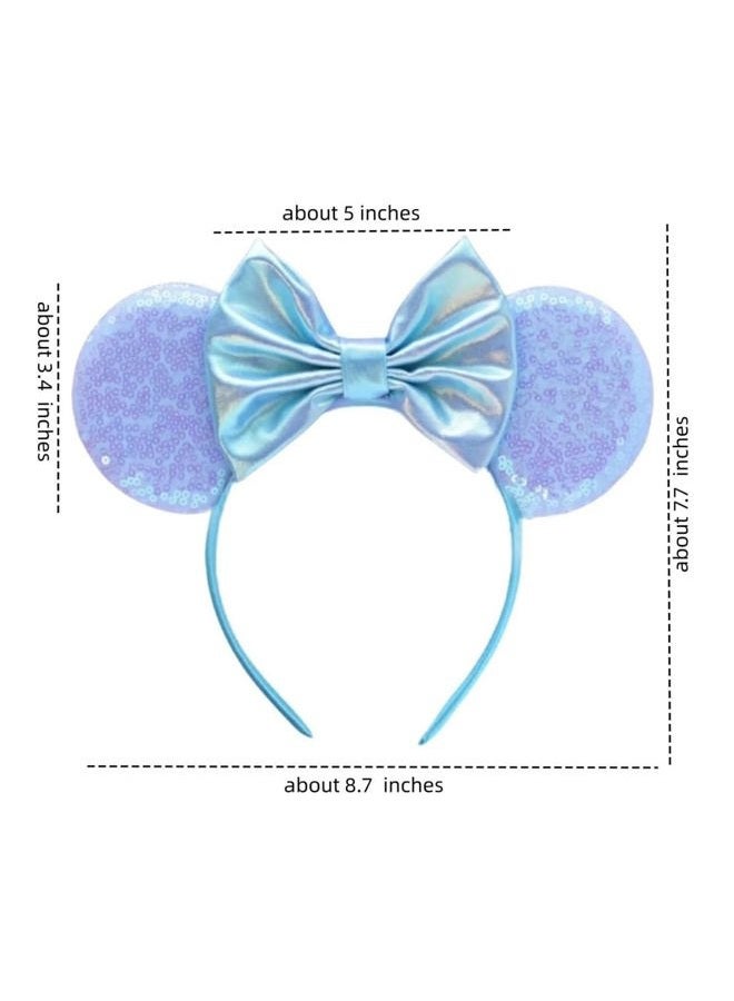 Xingkang Sparkling Mouse Ear Headband, Light Blue Color Changing Bow, for Women and Adult, Theme Park Princess Costume Birthday Party Headbands ；L-1 - Image 3