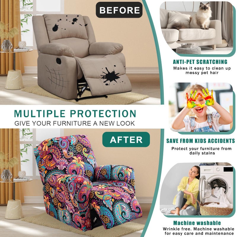 NILUOH Recliner Covers 4 Pieces Stretch Lazy Boy Recliner Chair Covers That Stay in Place, Covers for Electric Power Lift Reclining Chair, Washable Furniture Protector for Pet, Kids, Living Room - Image 4