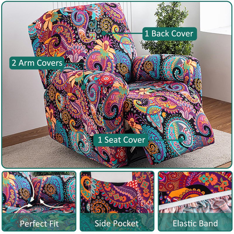 NILUOH Recliner Covers 4 Pieces Stretch Lazy Boy Recliner Chair Covers That Stay in Place, Covers for Electric Power Lift Reclining Chair, Washable Furniture Protector for Pet, Kids, Living Room - Image 2