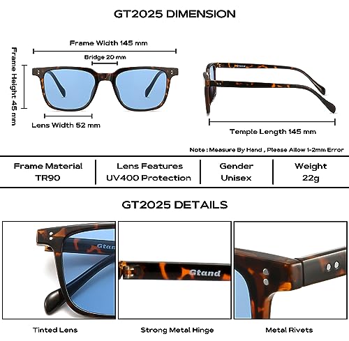 Gtand Unisex Vintage Retro Square Style Tinted Sunglasses For Men Women Fashion Rectangle Sun Glasses 52mm - Image 5