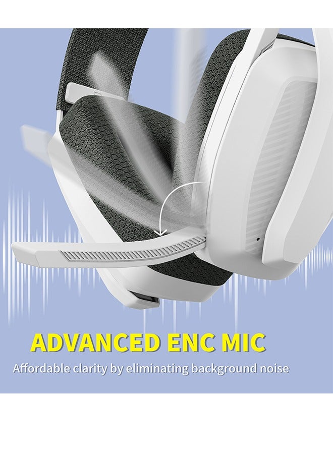 BINNUNE Wireless Gaming Headset with Flip Microphone for PC, PS4, PS5, 2.4GHz Wireless Bluetooth Gaming Headset Headphones with Mic for Laptop Computer, White, White/Gray - Image 4