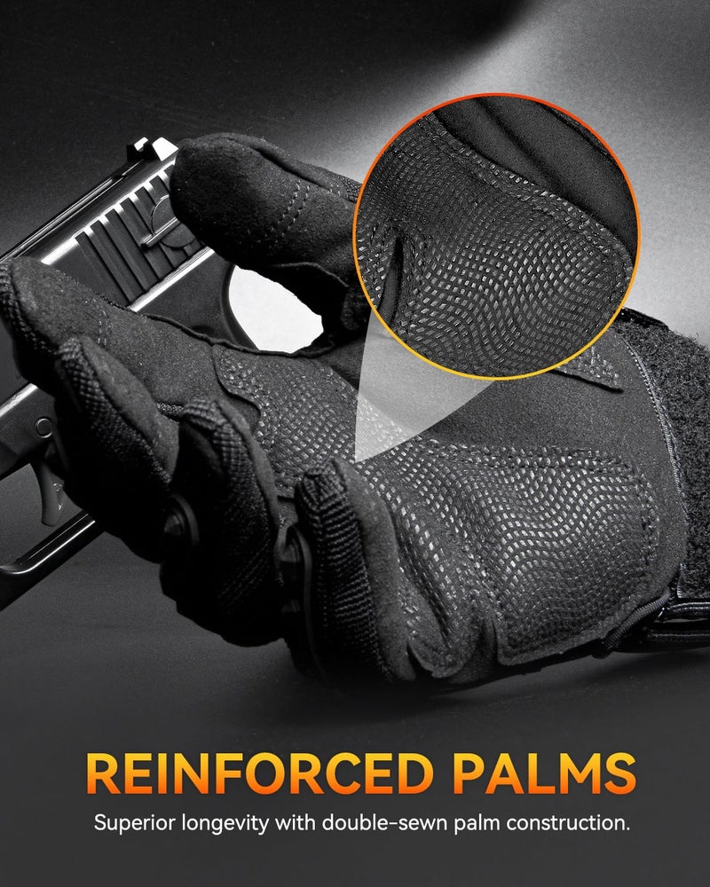 KUMGIM Tactical Gloves for Men and Women, Motorcycle Gloves Black Touchscreen with Hard Shell for Airsoft, Paintball, Motocross, Hunting, Shooting, Camping, ATV Riding, Outdoor Sports, Work (Black, Large) - Image 3