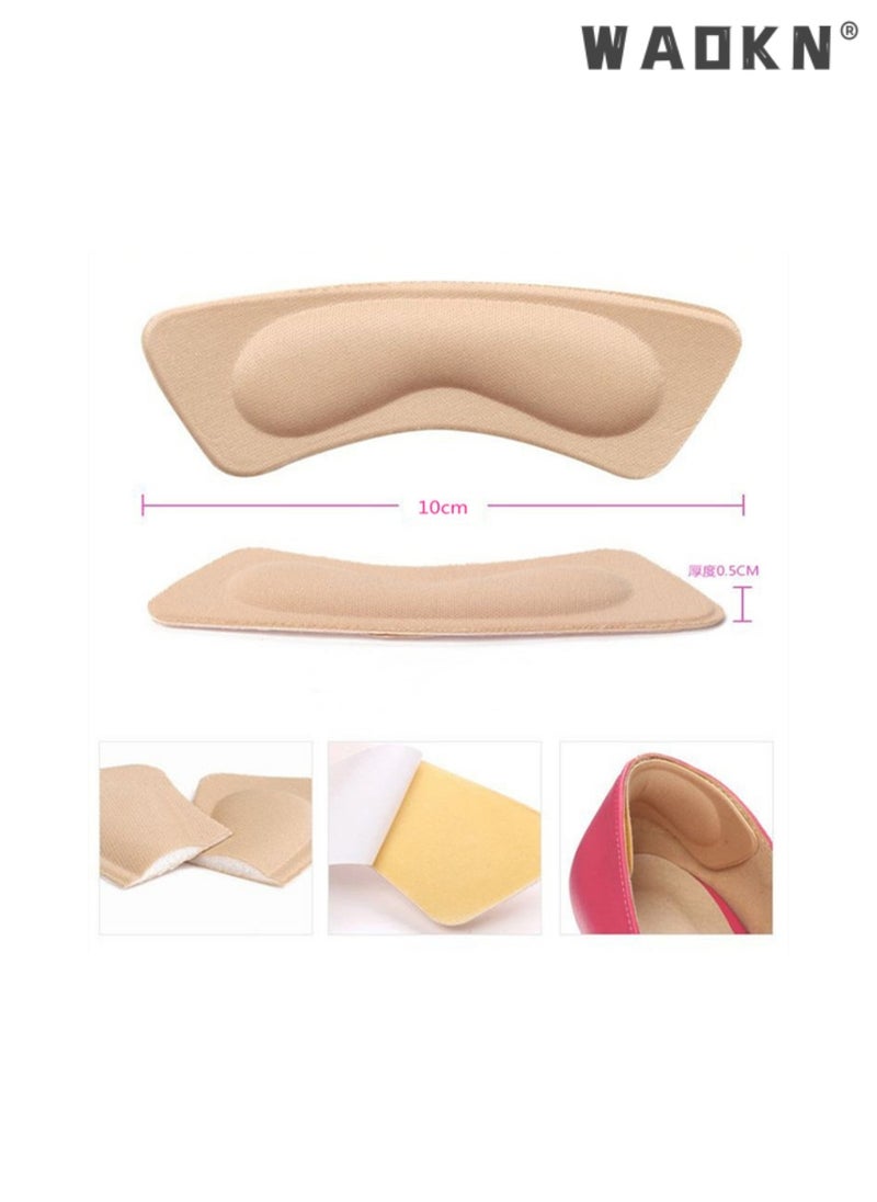 WAOKN - 8 Pairs Heel Cushion Pad Shoe Grips Liner Insert for Shoes Loose Shoes, 4D Sponge Heel Insole,Invisible Heel Patch Thickened Anti Wear Heel Drop,Preventing Slipping Rubbing（Black，Beige） - Image 1