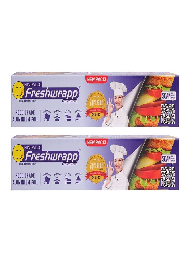 Hindalco Aluminium Foil Paper/foil paper for Kitchen/Eco-Friendly Freshwrapp Aluminium Foil Food wrap/Bacteria Resistant/Disposable/Food Parcel 72 Meter_Silver-Combo Pack of 2 - Image 1