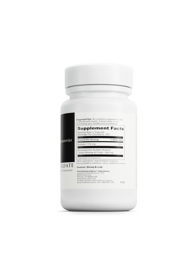 Davinci - DAVINCI Labs Glucosamine Sulfate - A Dietary Supplement to Support Connective Tissue and Joint Functions - Gluten-Free - 500 mg - 120 Capsules - Image 1