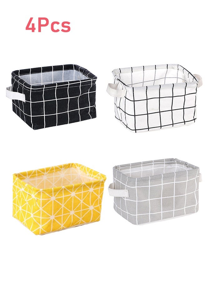 4 Pieces Foldable Storage Basket Set - Waterproof Oxford Fabric Collapsible Design for Clothes, Lingerie, Toys & Household Clutter Colors, Space-Saving Organizer Closet, Bathroom - Image 1