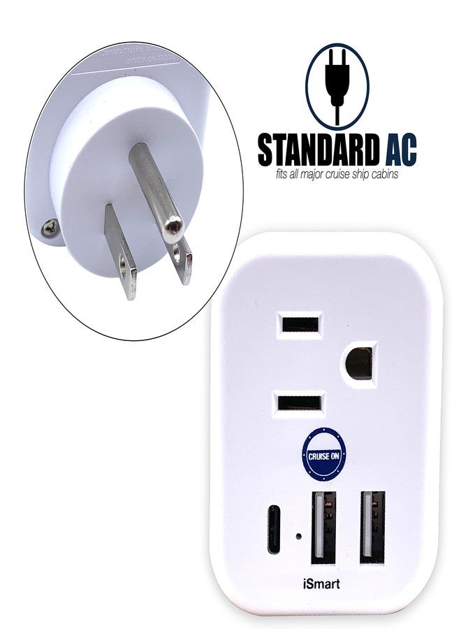 كروز أون موزع طاقة معتمد للرحلات البحرية، مقاوم للارتفاع المفاجئ في التيار [6 منافذ] USB-A وUSB-C ومنفذ قياسي، متوافق مع سفن كارنيفال ورويال كاريبيان وNCL وجميع سفن الرحلات البحرية - Image 5
