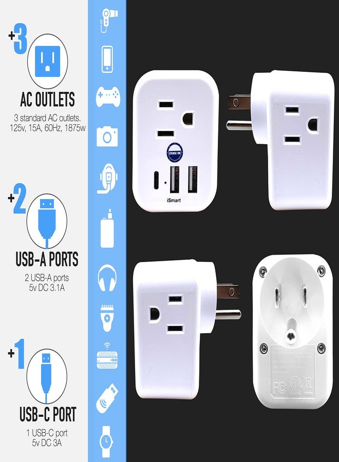 كروز أون موزع طاقة معتمد للرحلات البحرية، مقاوم للارتفاع المفاجئ في التيار [6 منافذ] USB-A وUSB-C ومنفذ قياسي، متوافق مع سفن كارنيفال ورويال كاريبيان وNCL وجميع سفن الرحلات البحرية - Image 3