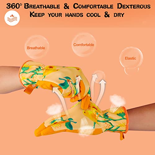 SLARMOR Leather-Gardening-Gloves for Women - Thorn-Proof Work-Gloves with Touch Screen for Weeding, Digging, Planting, Pruning Yard Gloves，Well-Designed Gardening Gifts for Women Gardeners-Medium - Image 3