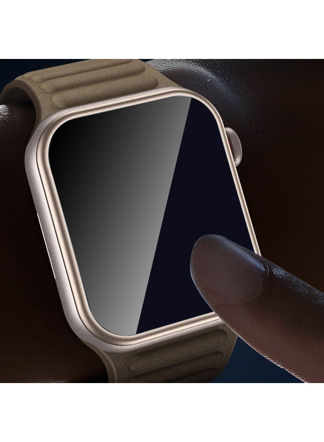 Applicable For Apple Watch 10/9 Frame Tempered Glass Film Apple Watch Protective Film IWatch Curved Mask-Color:1#Starlight Color + Film Artifact + Packaging-Size:41mm
