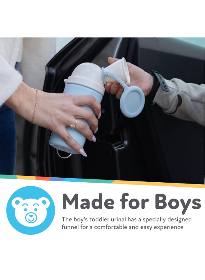 Nuby Travel Urinal, Portable Toddler Potty Training Urinal for Travel, Car Trips and Outdoor Adventures, Leak Resistant Design, Blue - Image 3