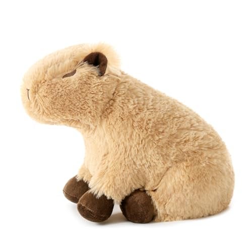 Ditucu Original Capybara Microwavable Weighted Stuffed Animal Heated Capibara Plush for Warmth Comfort Period Cramps Pain Plushies Toys Gifts for Kids Light Brown 9 inch - Image 1