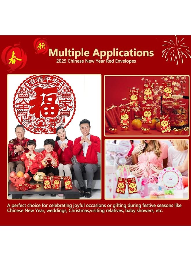 erorex - 2025 Chinese New Year Red Envelope 36Pcs China Spring Festival Red Packets With 6 Different Gold Foil Patterns Year Of The Snake Lucky Money Envelopes Red Packet Hong Bao For Children Large Size - Image 1