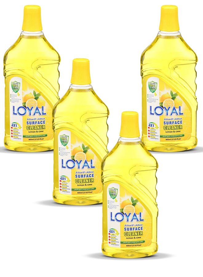 لويال منظف ​​أسطح ٤ × ٨٠٠ مل برائحة الليمون والليمون الأخضر