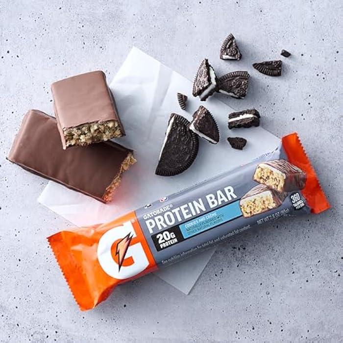 Gatorade Whey Protein Bars, Cookies & Crème, 2.8 oz bars (Pack of 12, 20g of protein per bar) - Image 4