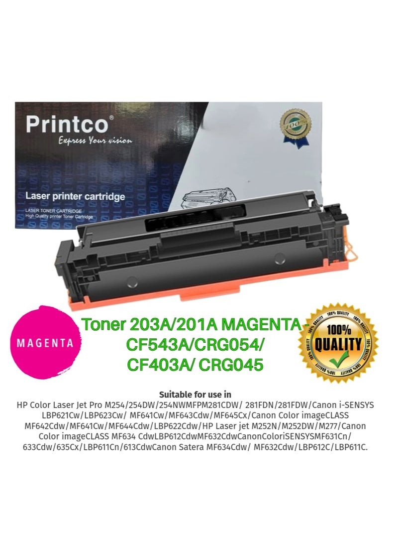 Printco Toner 203A/201A MAGENTA - CF543A/CRG054/CF403A/ CRG045  - Image 1