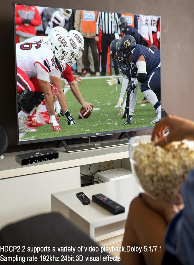 موزع HDMI من DiamondTiger، 7 مداخل ومخرج واحد، يدعم دقة 4K بمعدل 60 هرتز، مزود بجهاز تحكم عن بعد، صندوق موزع HDMI، يدعم HDR وHDCP و3D، مصنوع من الألومنيوم عالي الجودة، متوافق مع PS5/4 وXbox وApple TV - Image 3