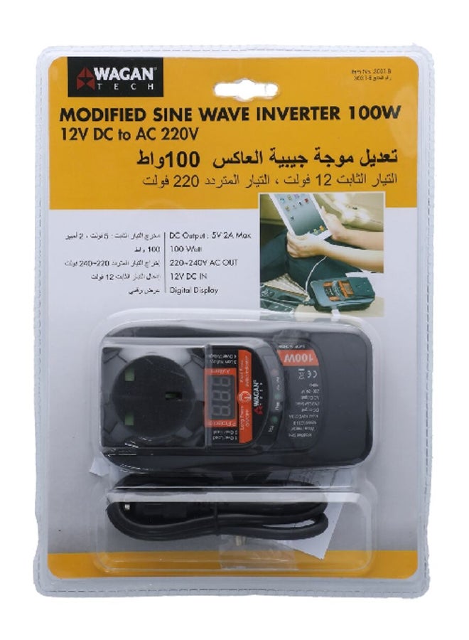 WAGAN 100W LED Display Modified Sine Wave Digital Inverter Black 3031-8