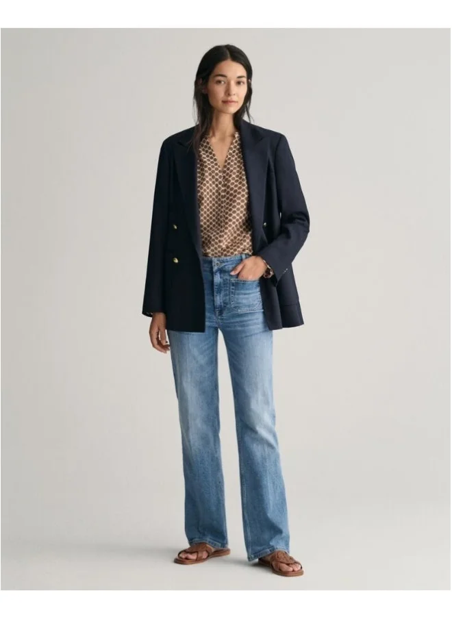 GANT Gant Monogram Print Cotton Silk Blouse