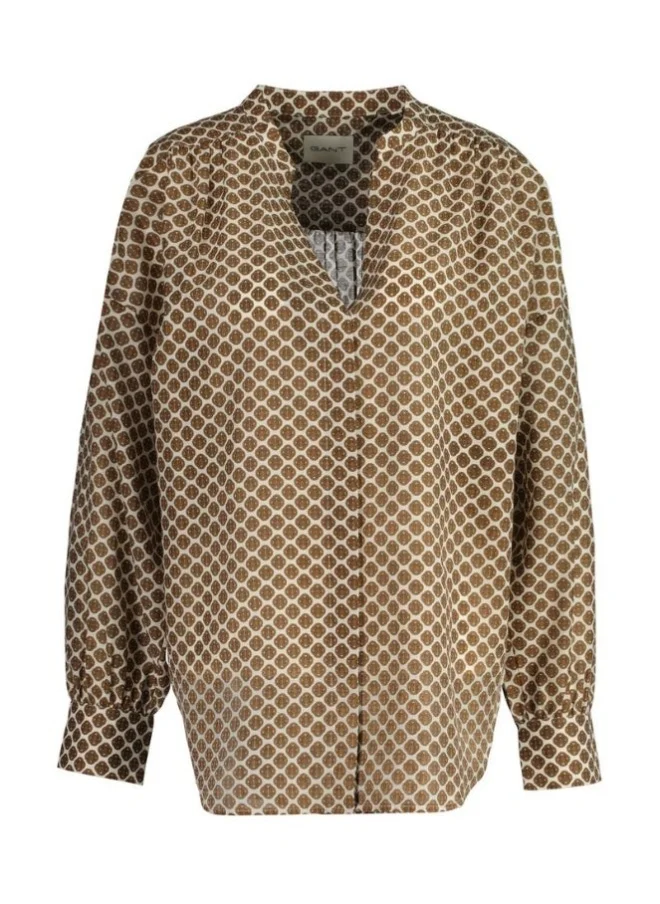 GANT Gant Monogram Print Cotton Silk Blouse