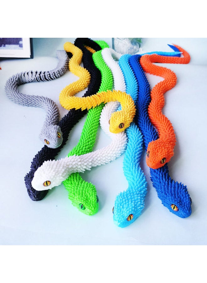 3d Printed Snake Toy Joint Movable Simulation Animal Model Gift Bjd Props Green Snake Children's Toy Viper-Colour:30cm  Yellow Green - Image 2
